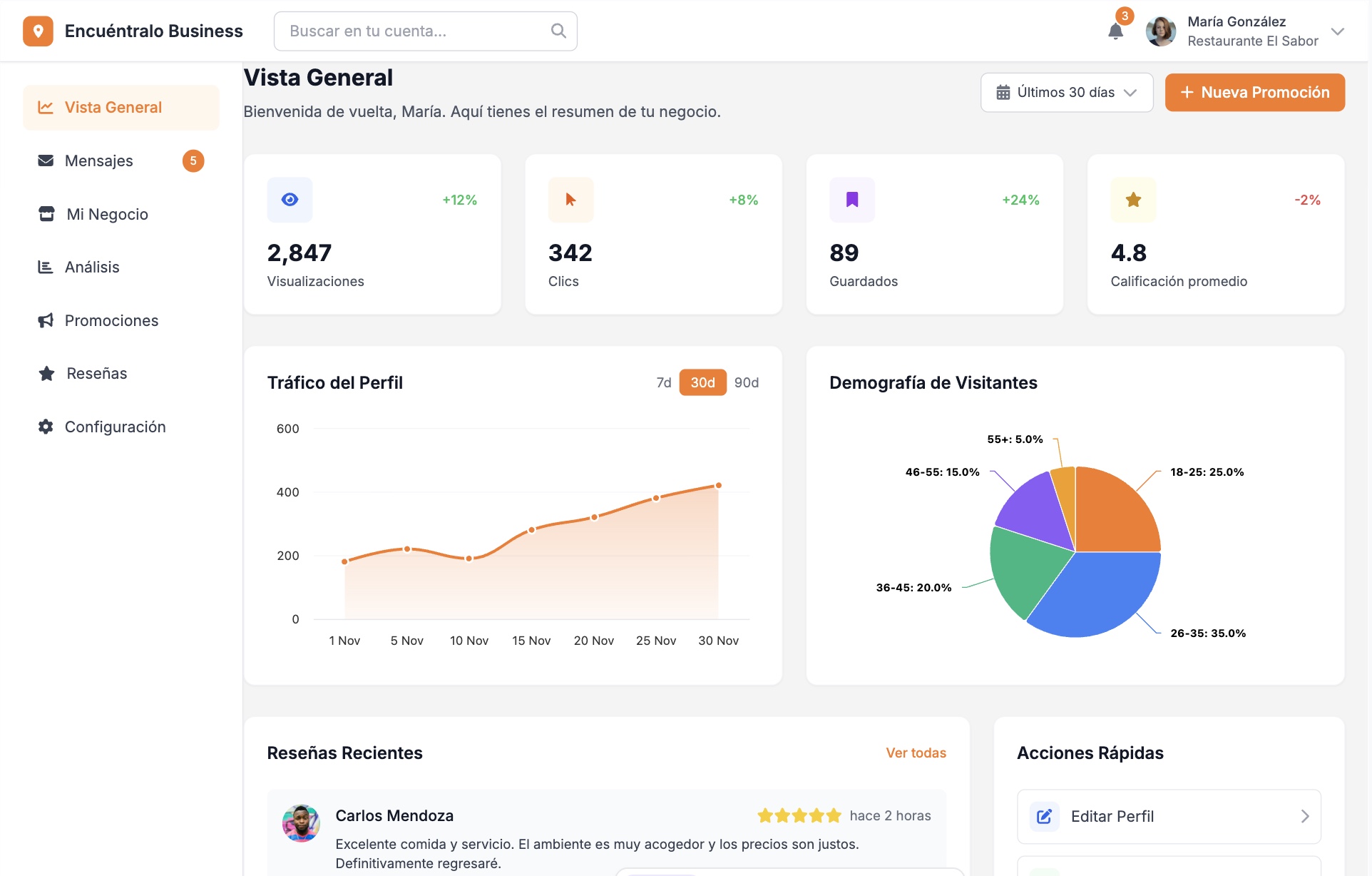 Dashboard de negocios